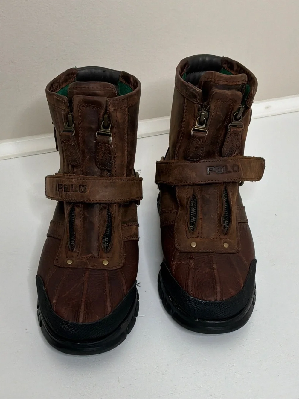 Polo Ralph Lauren Conquest Hi lll Duck Boots Zip 7.5 D Brown Leather Men's Boots
